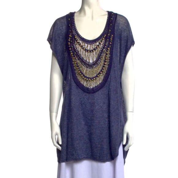 3.1 Phillip Lim Oversized 100% Linen Beaded Neckline Tunic Sz L - Picture 12 of 12